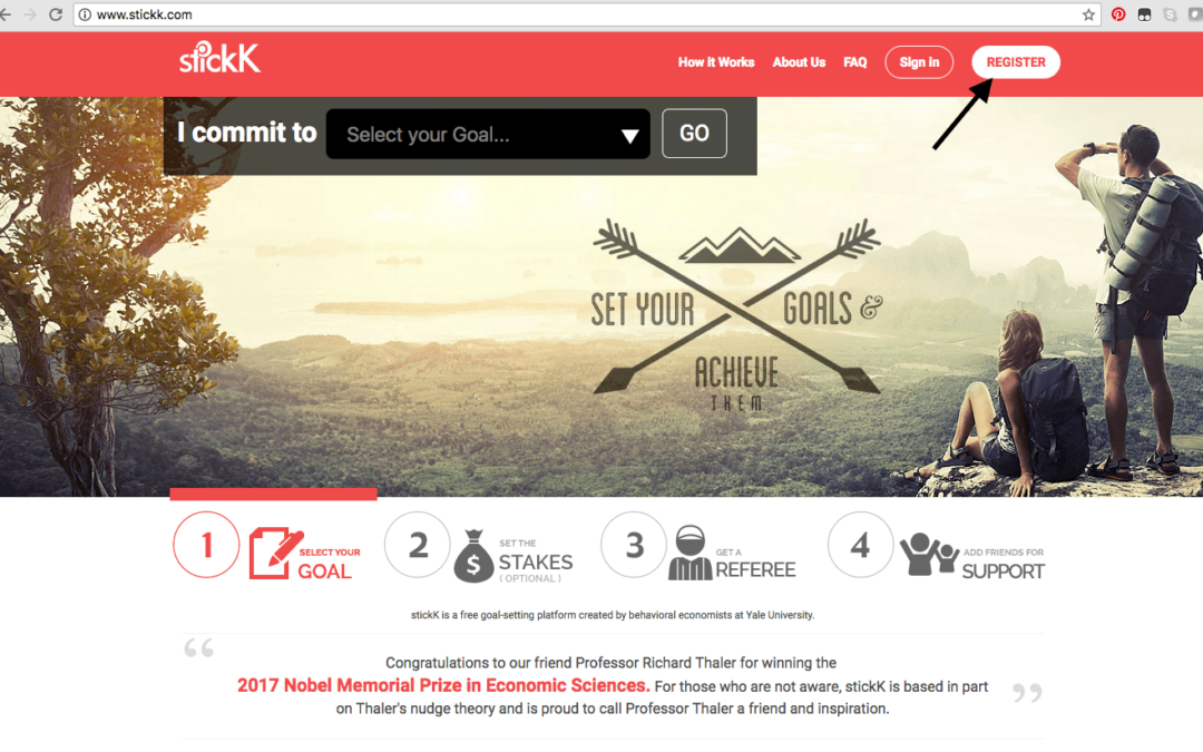 Registering for Stickk.com